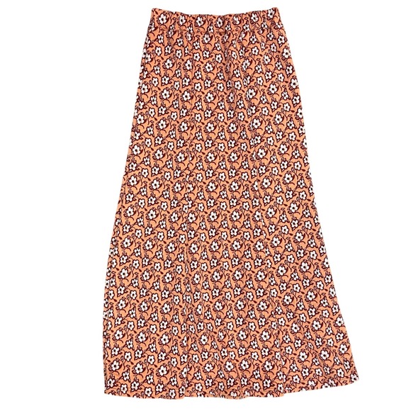 Vintage Textured Floral Maxi Skirt Puffy Knit Cottagecore Retro Print Size M - Picture 5 of 6